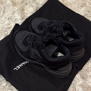 Chanel Suede and Canvas Black Sneakers